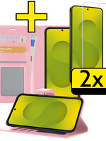 LUQ LUQ Samsung Galaxy S25 Plus Hoesje Bookcase Met 2x Screenprotector - Lichtroze