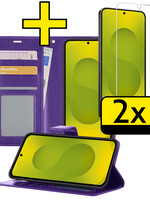 LUQ LUQ Samsung Galaxy S25 Plus Hoesje Bookcase Met 2x Screenprotector - Paars