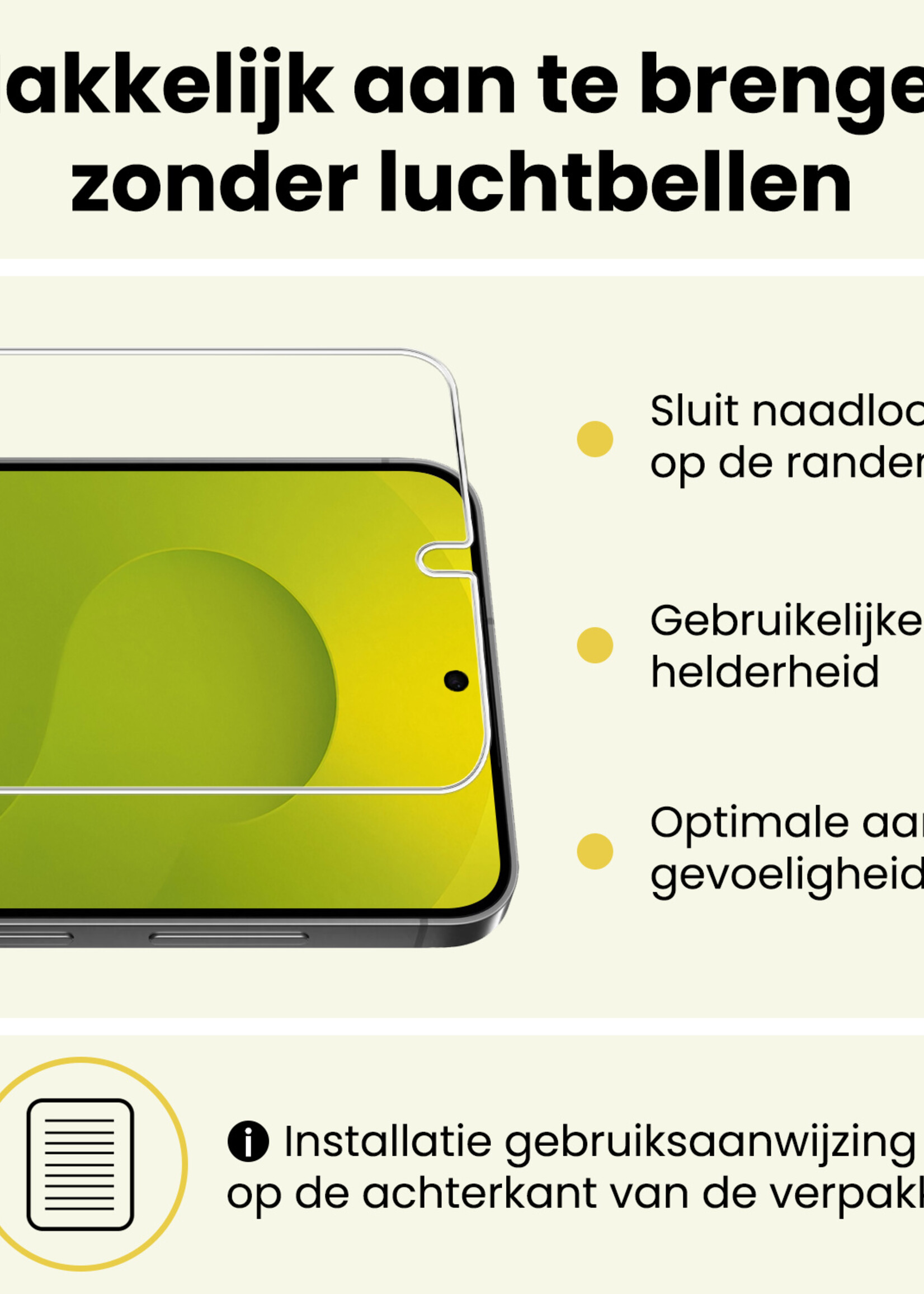 LUQ LUQ Samsung Galaxy S25 Screenprotector Met Installatieframe - 3 PACK