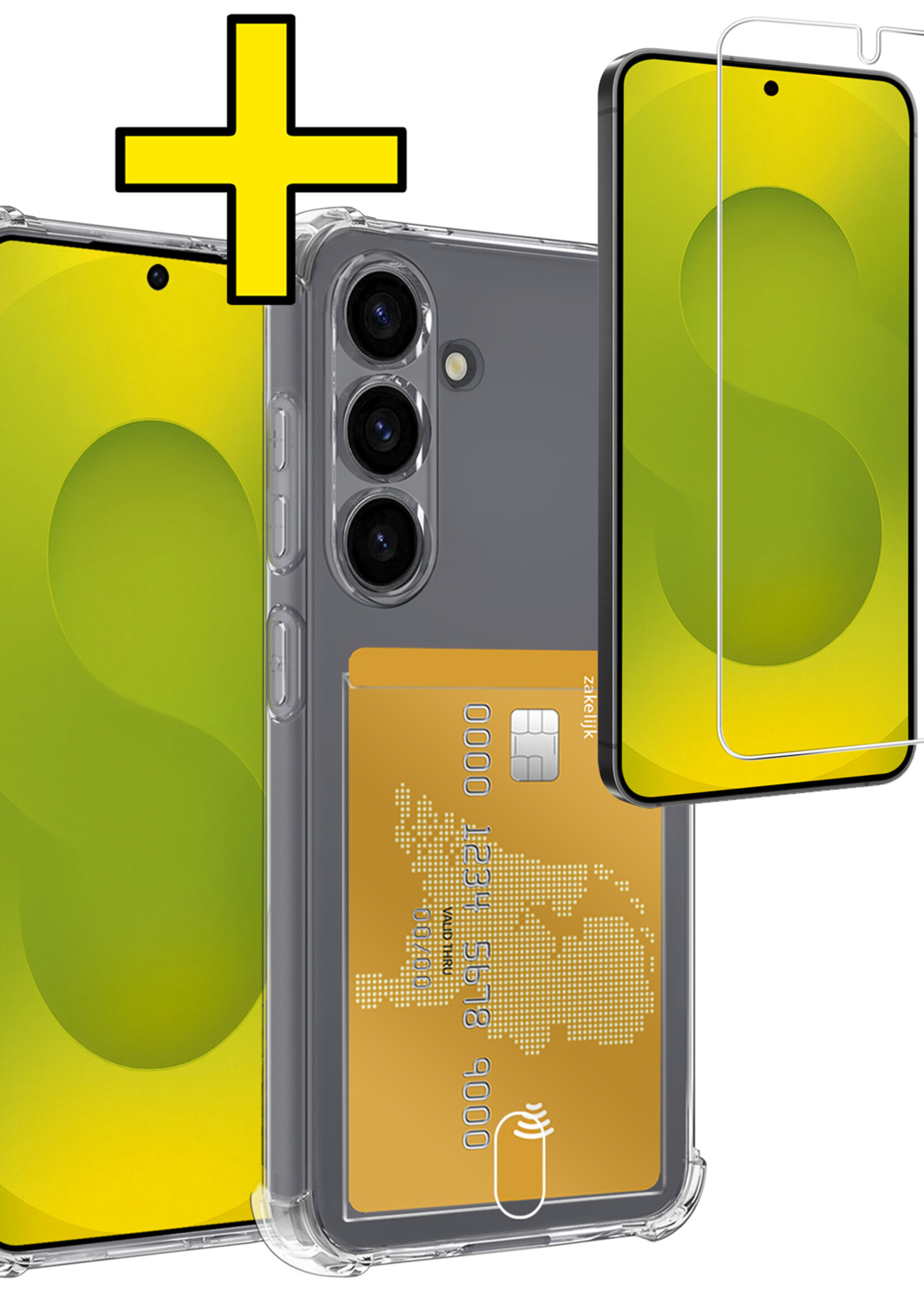 LUQ LUQ Samsung Galaxy S25 Hoesje Pashouder Met Screenprotector