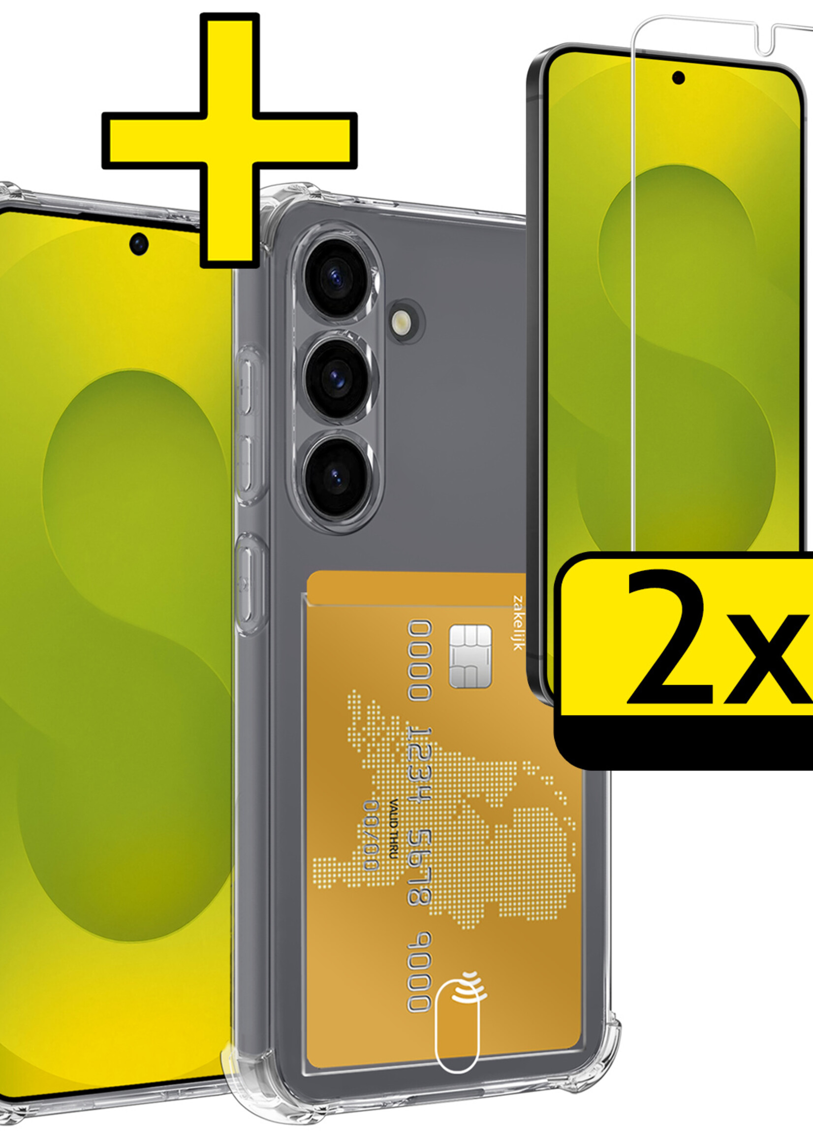 LUQ LUQ Samsung Galaxy S25 Hoesje Pashouder Met 2x Screenprotector