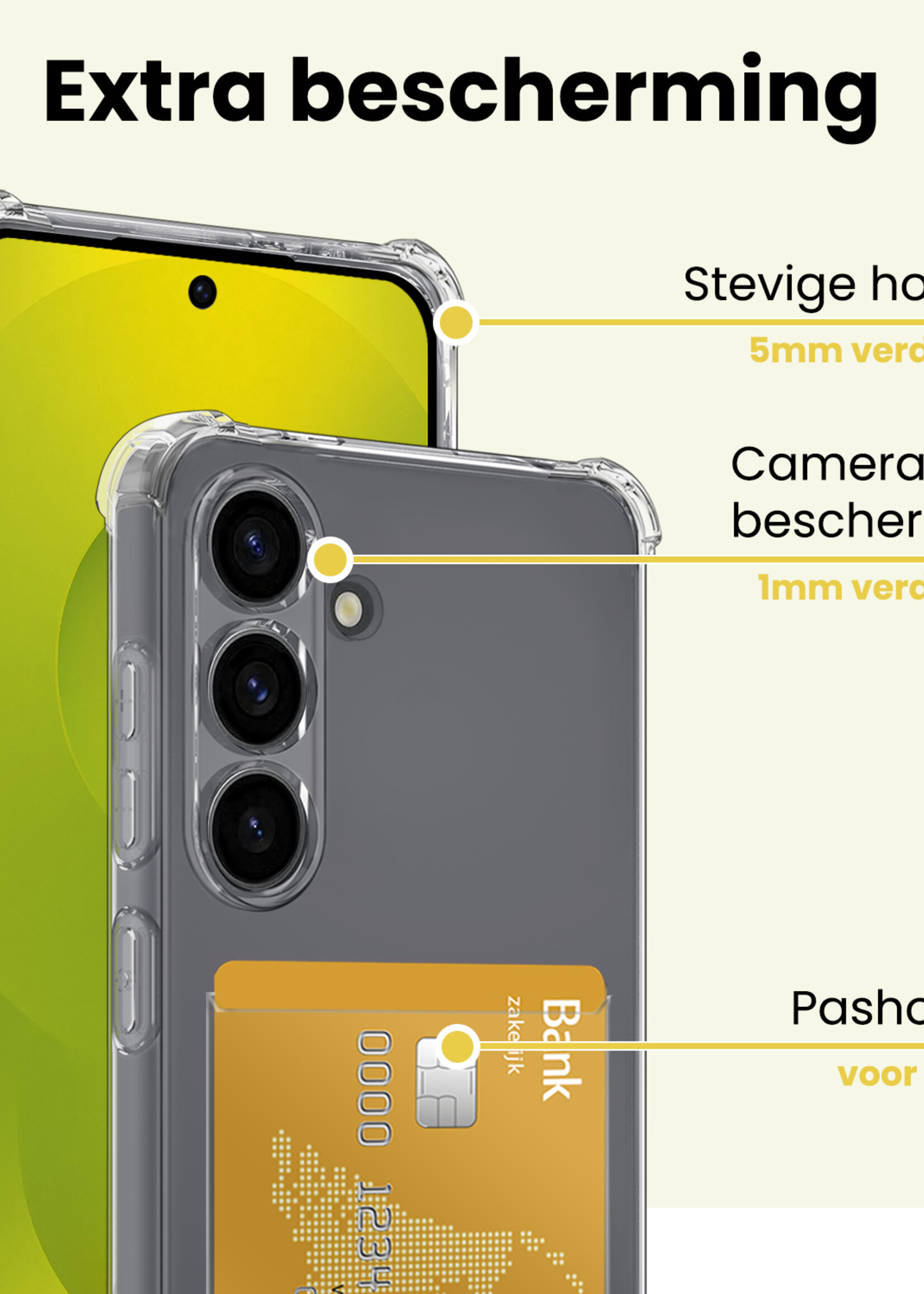 LUQ LUQ Samsung Galaxy S25 Hoesje Pashouder Met 2x Screenprotector