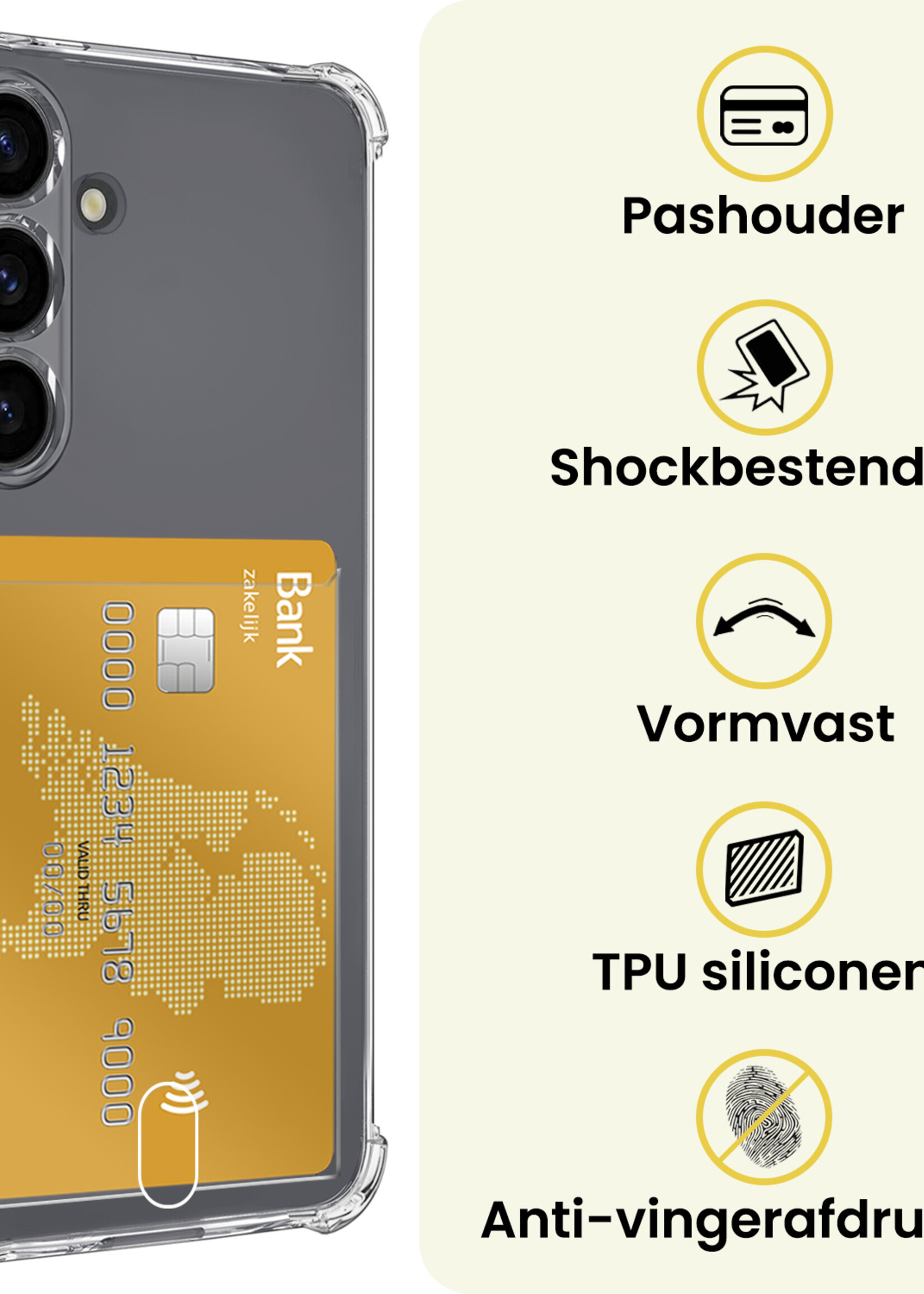 LUQ LUQ Samsung Galaxy S25 Plus Hoesje Pashouder Met 2x Screenprotector