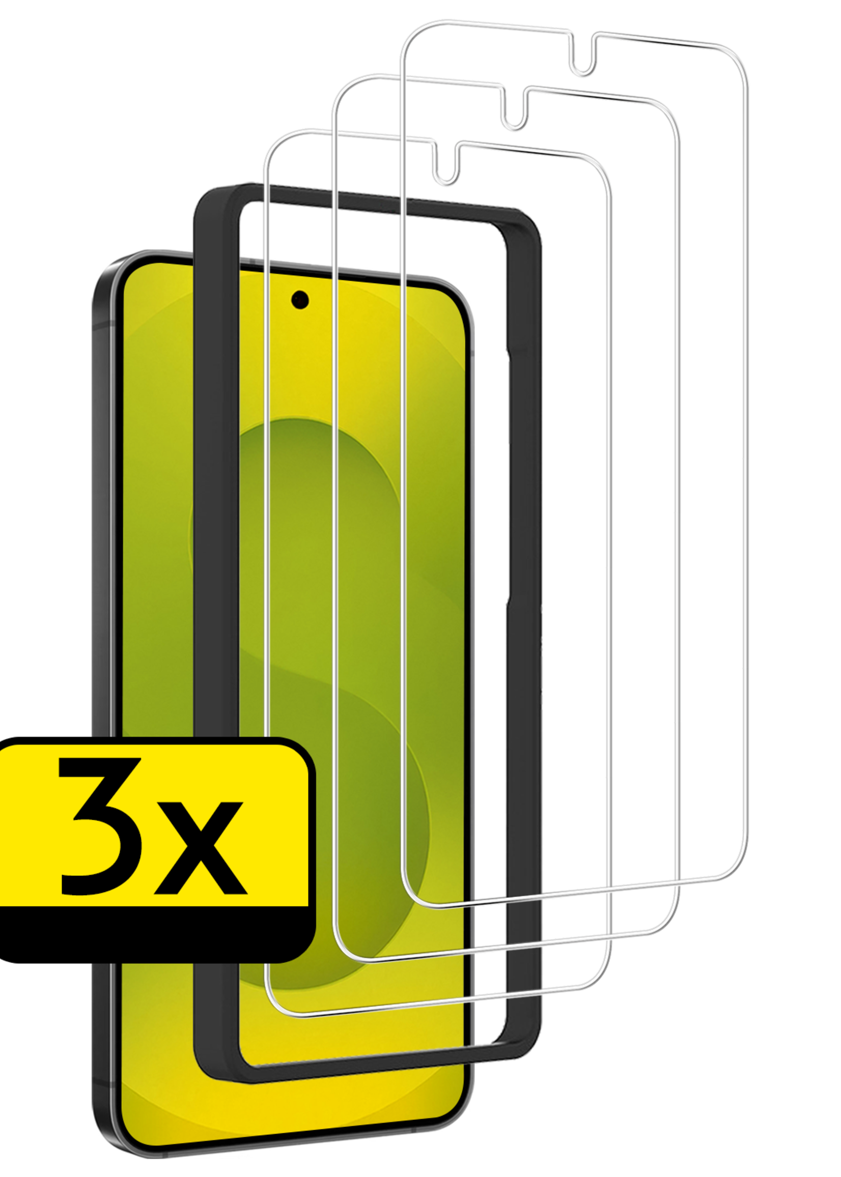 LUQ LUQ Samsung Galaxy S25 Screenprotector Met Installatieframe - 3 PACK