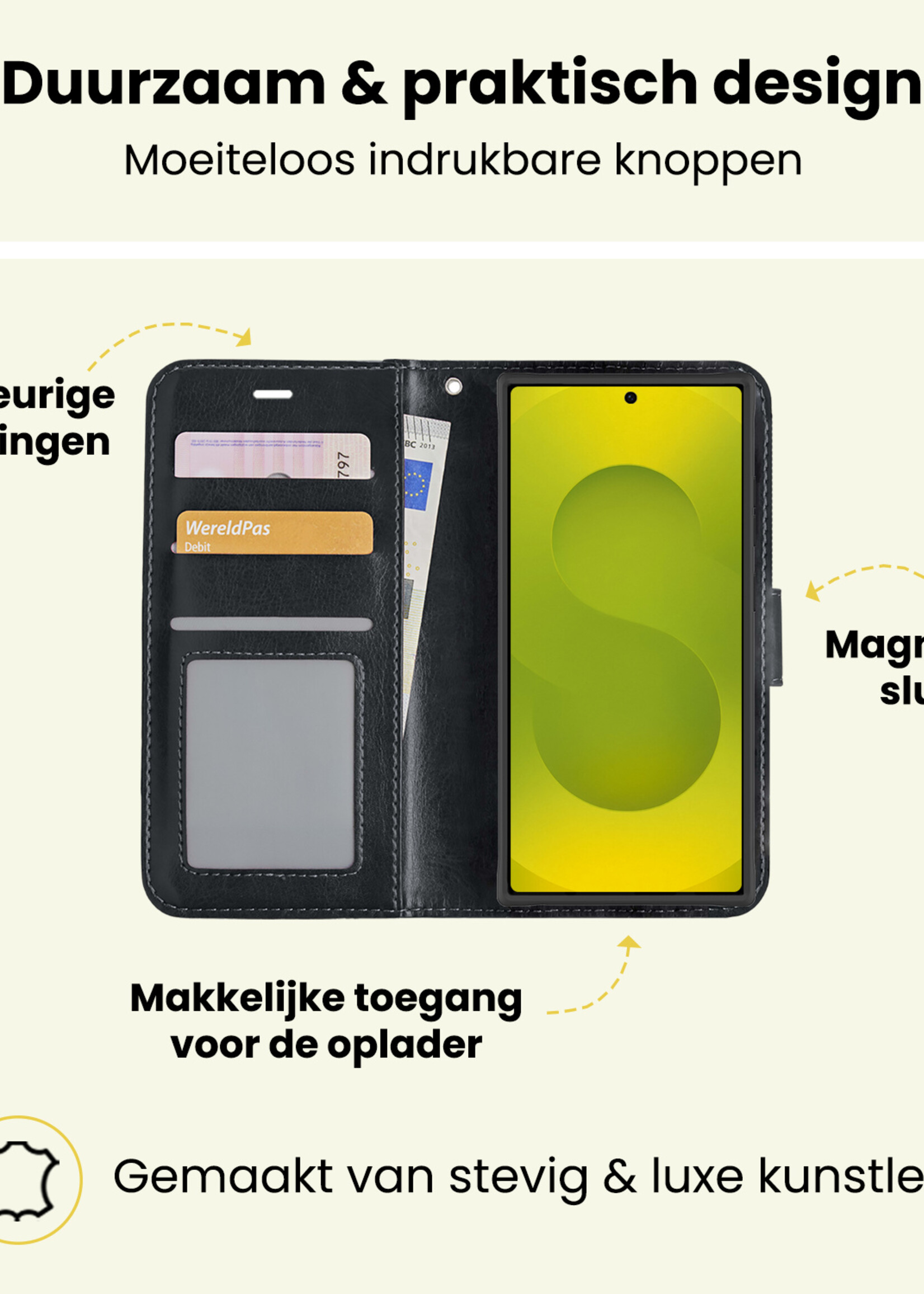 LUQ LUQ Samsung Galaxy S25 Ultra Hoesje Bookcase - Zwart