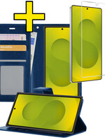 LUQ LUQ Samsung Galaxy S25 Ultra Hoesje Bookcase Met Screenprotector - Donkerblauw