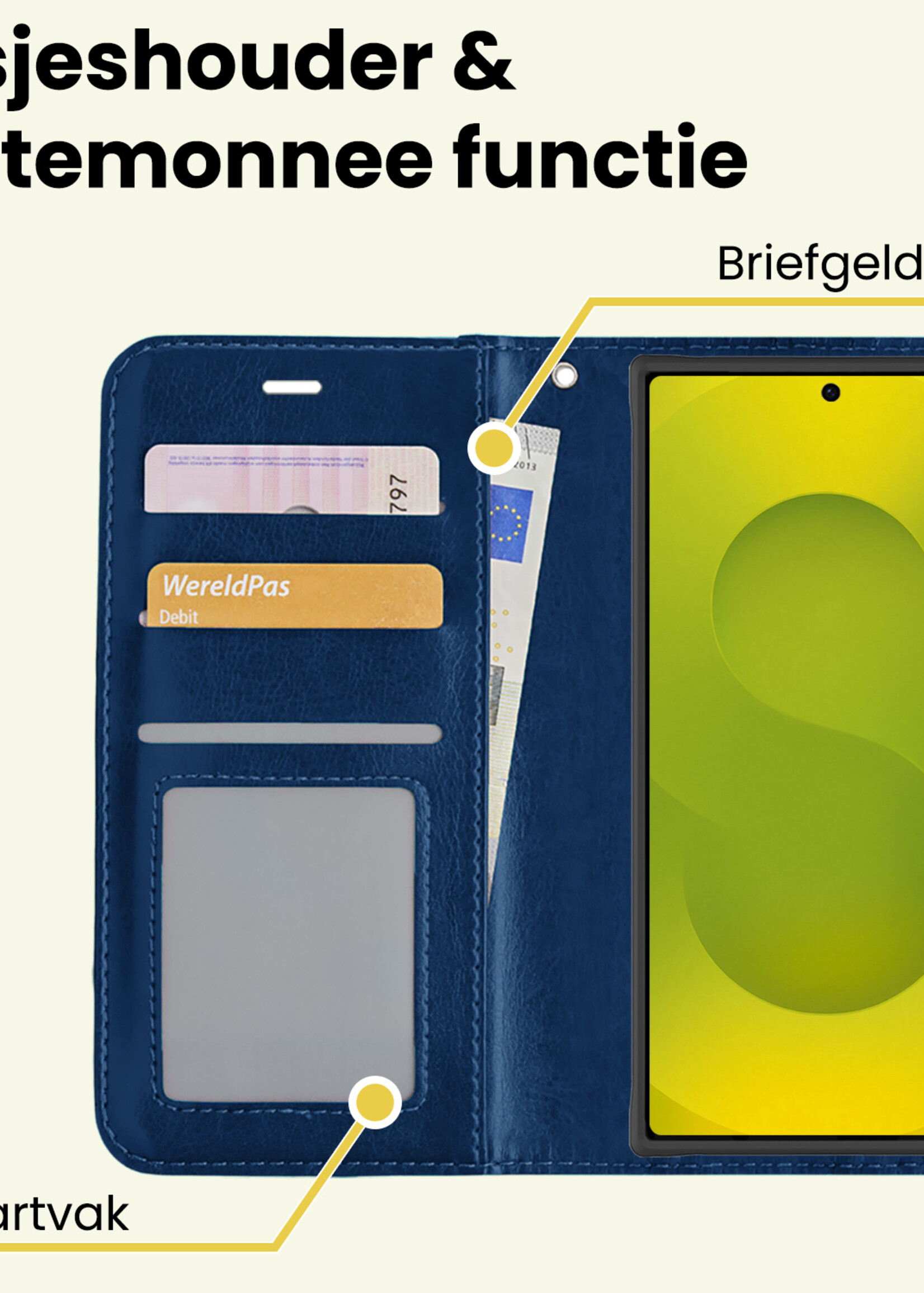 LUQ LUQ Samsung Galaxy S25 Ultra Hoesje Bookcase Met Screenprotector - Donkerblauw