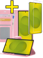 LUQ LUQ Samsung Galaxy S25 Ultra Hoesje Bookcase Met Screenprotector - Lichtroze