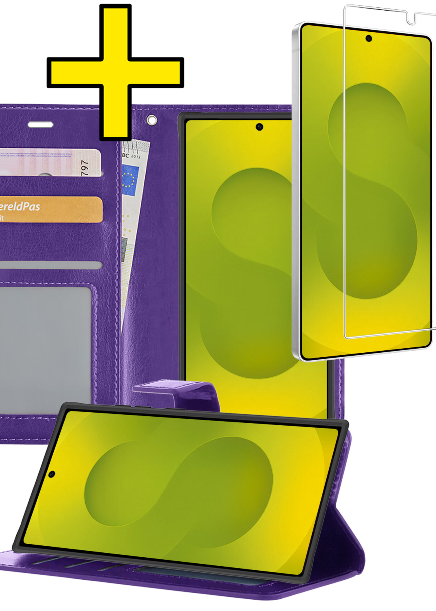 LUQ LUQ Samsung Galaxy S25 Ultra Hoesje Bookcase Met Screenprotector - Paars