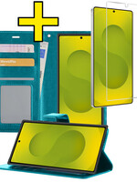 LUQ LUQ Samsung Galaxy S25 Ultra Hoesje Bookcase Met Screenprotector - Turquoise
