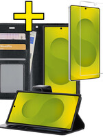 LUQ LUQ Samsung Galaxy S25 Ultra Hoesje Bookcase Met Screenprotector - Zwart