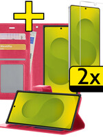 LUQ LUQ Samsung Galaxy S25 Ultra Hoesje Bookcase Met 2x Screenprotector - Donkerroze