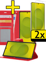 LUQ LUQ Samsung Galaxy S25 Ultra Hoesje Bookcase Met 2x Screenprotector - Rood