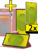 LUQ LUQ Samsung Galaxy S25 Ultra Hoesje Bookcase Met 2x Screenprotector - Rose Goud
