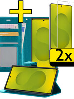 LUQ LUQ Samsung Galaxy S25 Ultra Hoesje Bookcase Met 2x Screenprotector - Turquoise