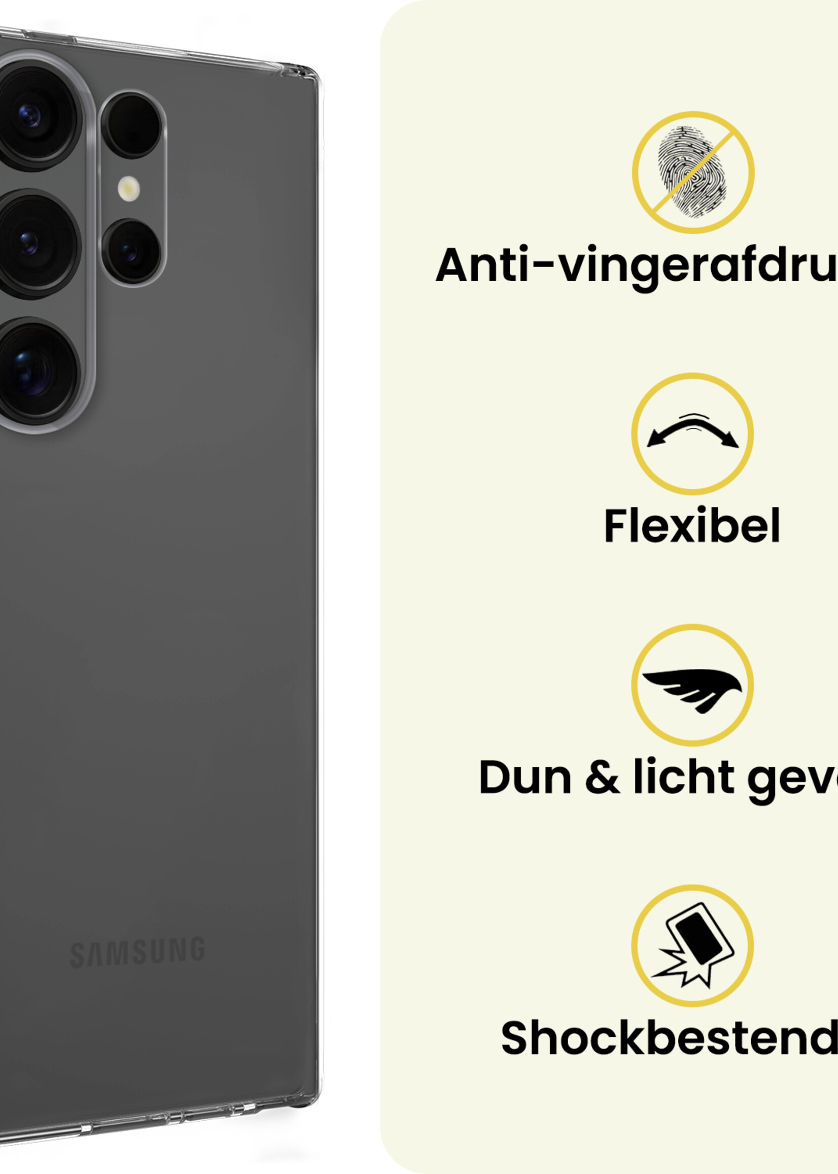 LUQ LUQ Samsung Galaxy S25 Ultra Hoesje Siliconen Met 2x Screenprotector - Transparant