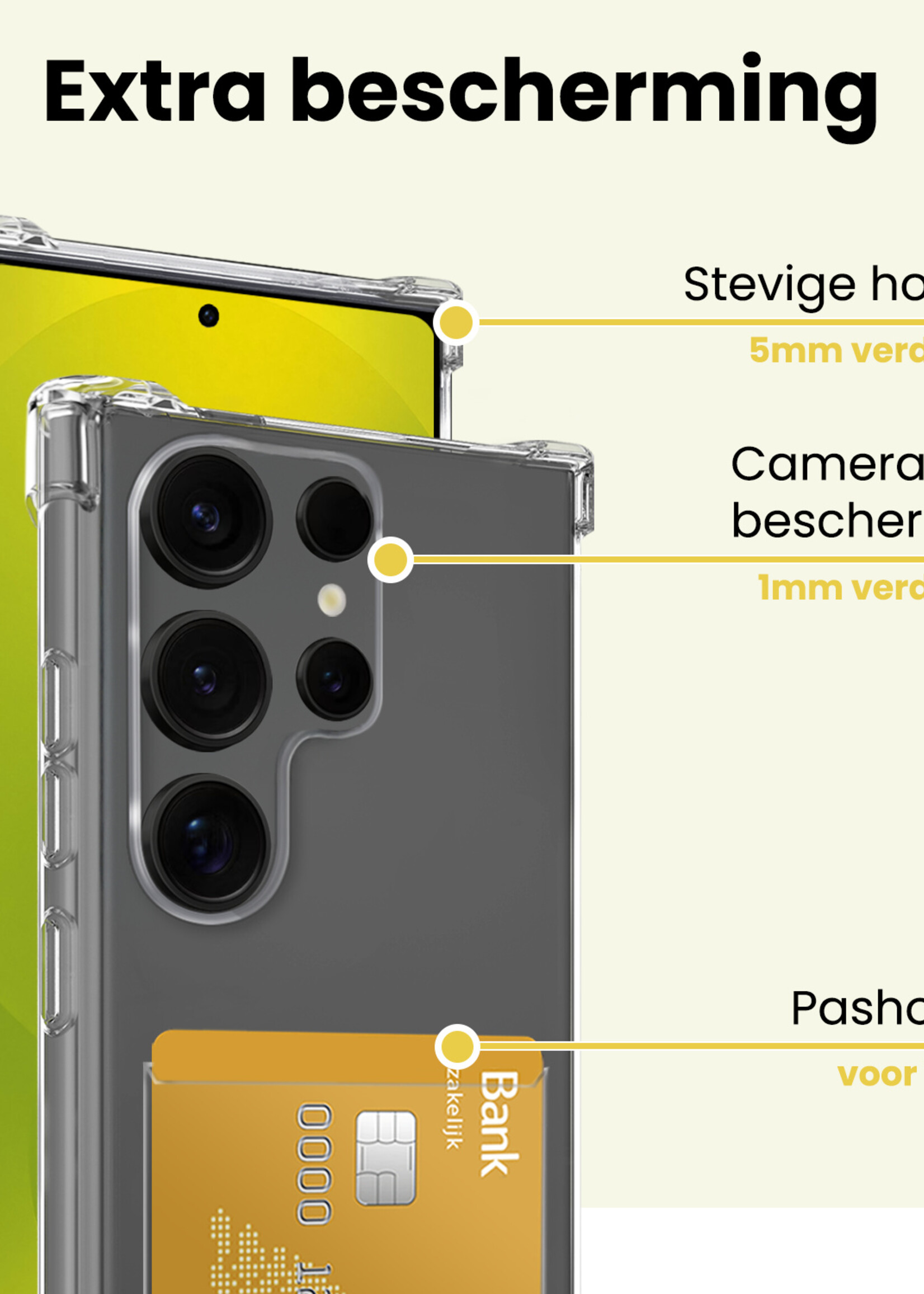 LUQ LUQ Samsung Galaxy S25 Ultra Hoesje Pashouder Met Screenprotector