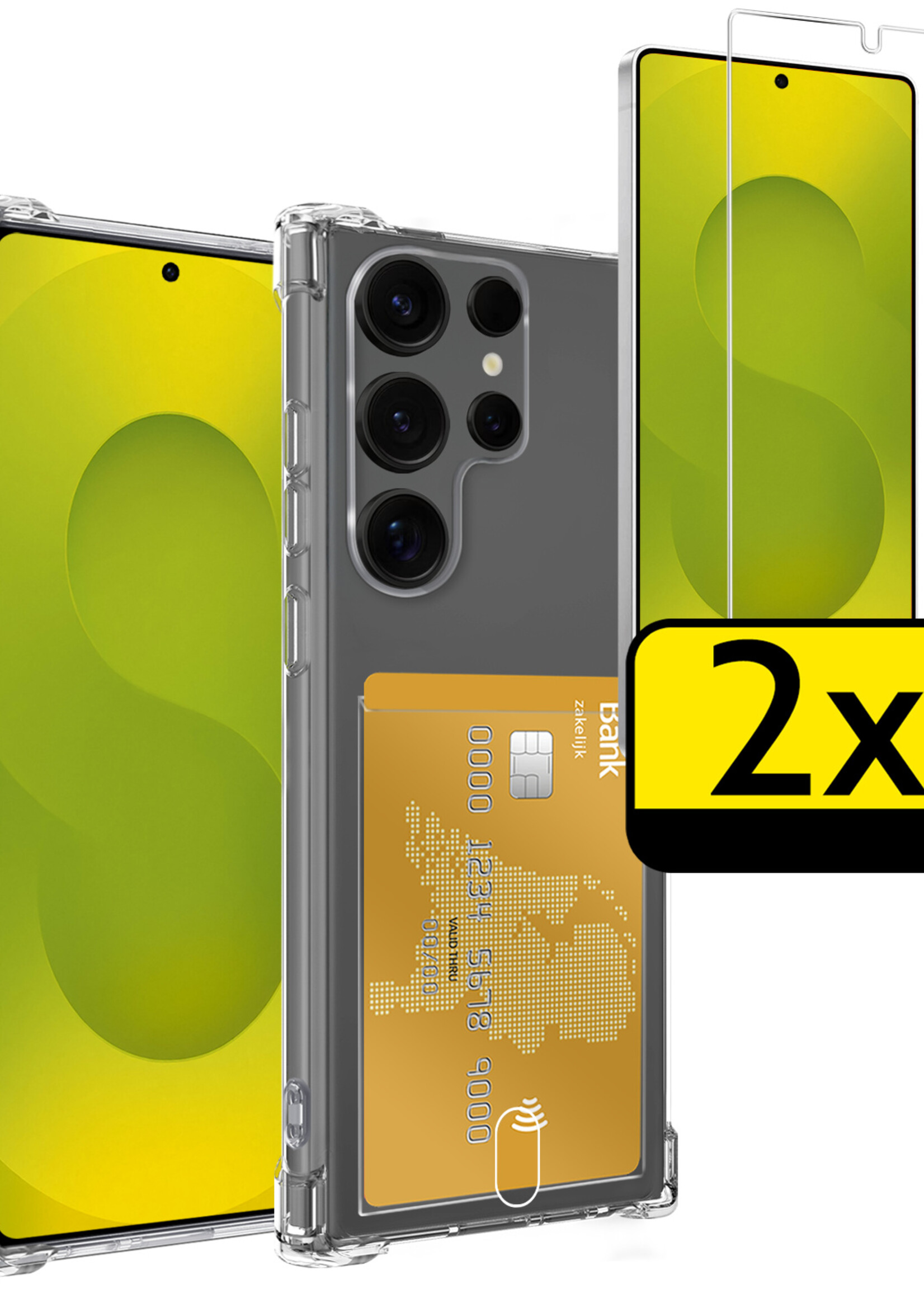 LUQ LUQ Samsung Galaxy S25 Ultra Hoesje Pashouder Met 2x Screenprotector