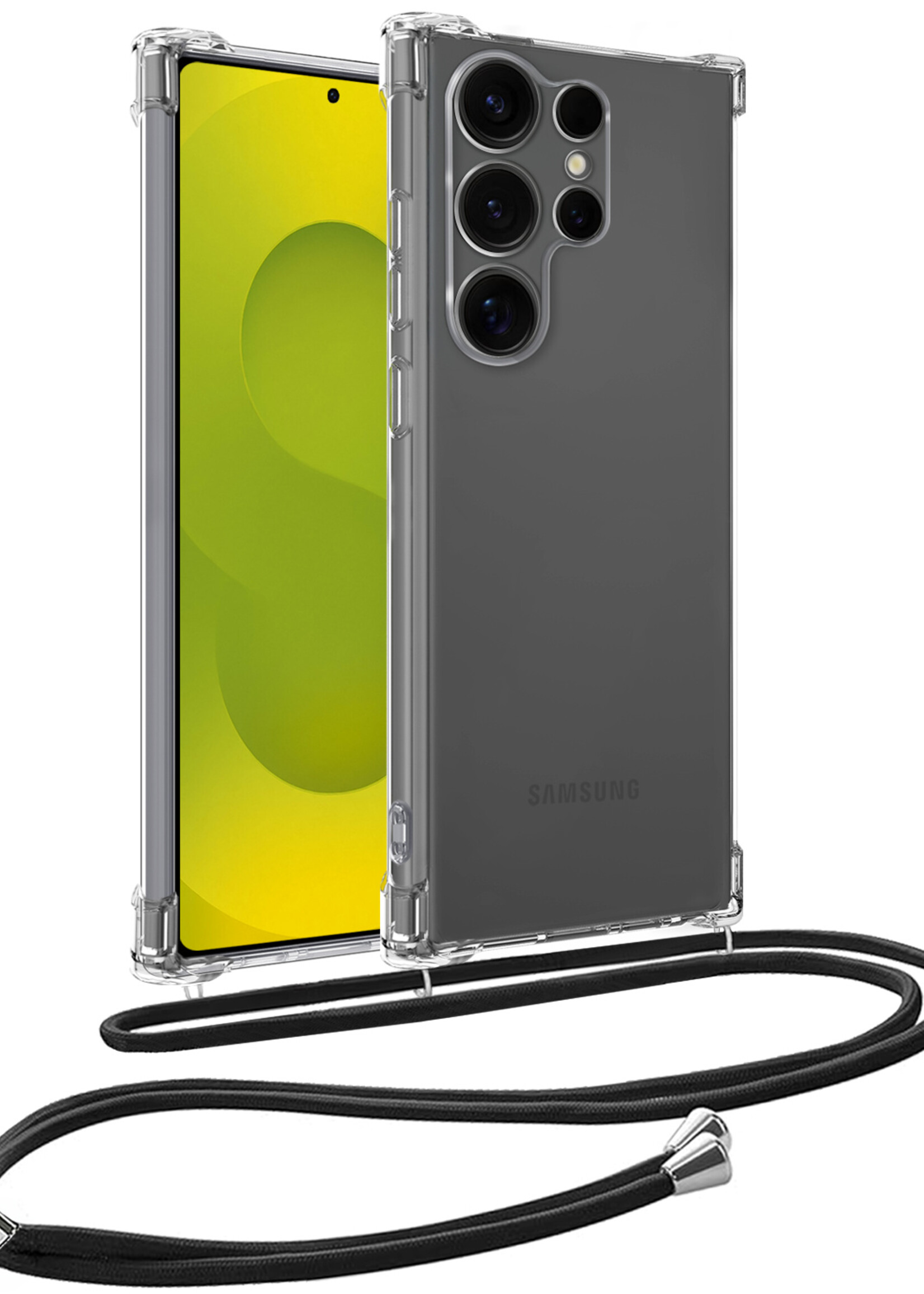 LUQ LUQ Samsung Galaxy S25 Ultra Hoesje Transparant Shockproof Met Zwart Koord