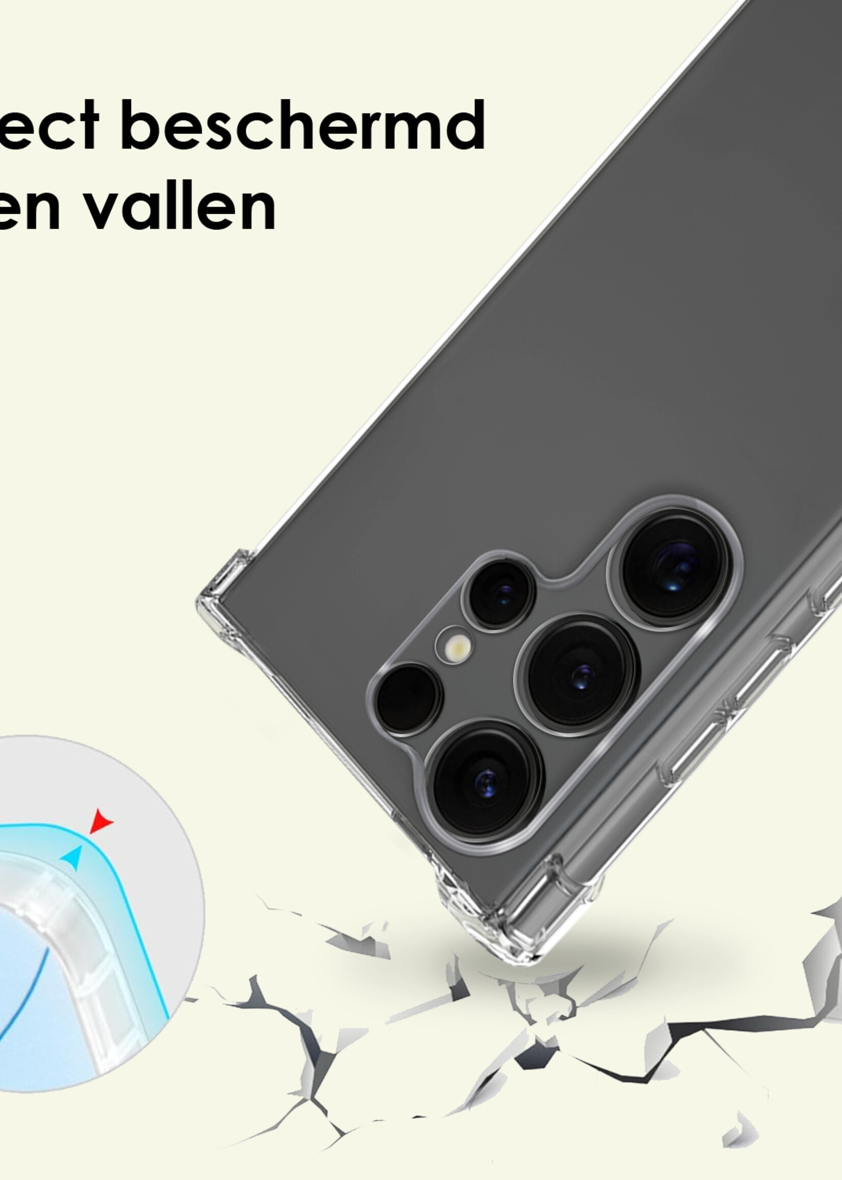 LUQ LUQ Samsung Galaxy S25 Ultra Hoesje Transparant Shockproof Met Zwart Koord