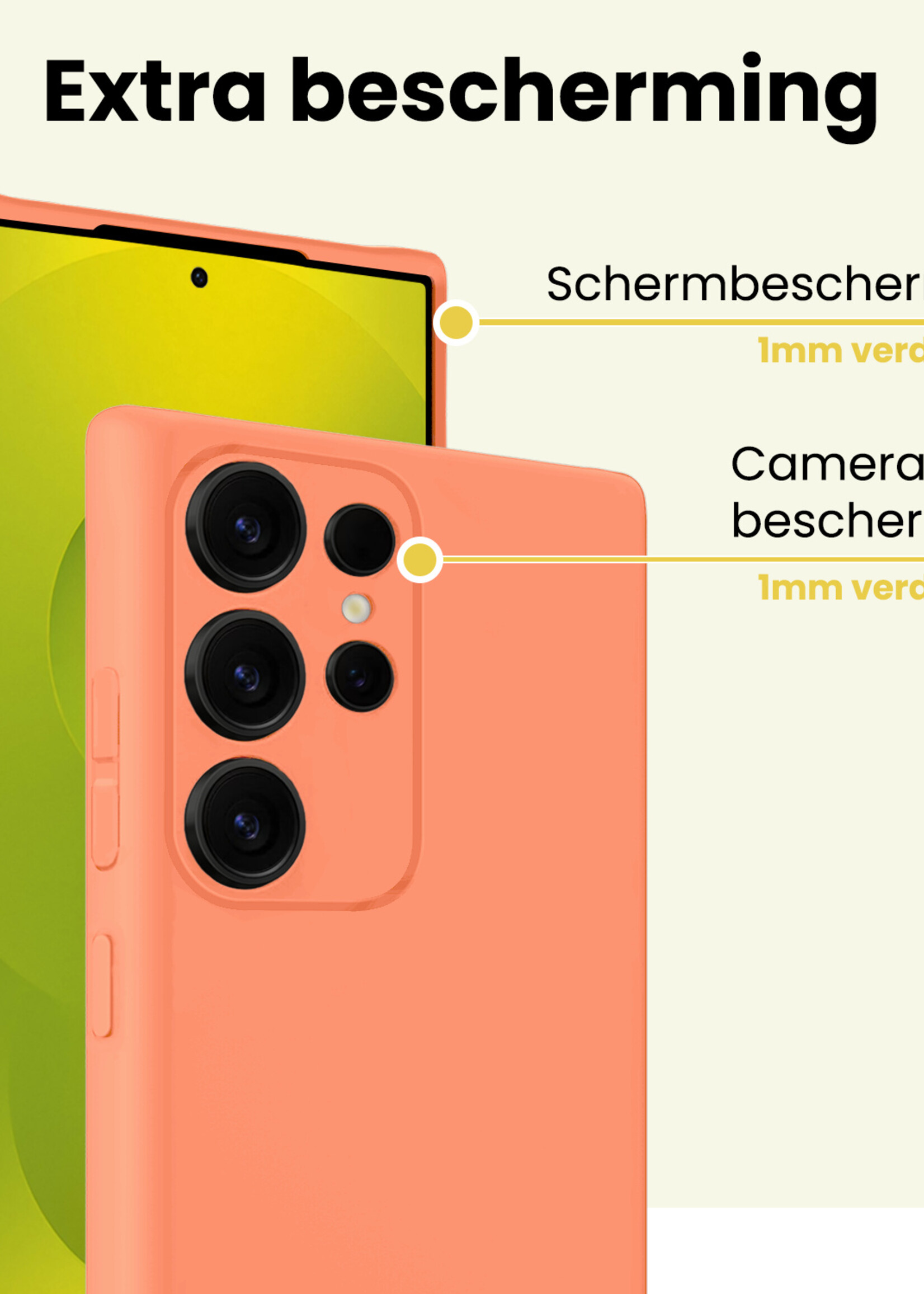 LUQ LUQ Samsung Galaxy S25 Ultra Hoesje Siliconen - Perzik - 2 PACK