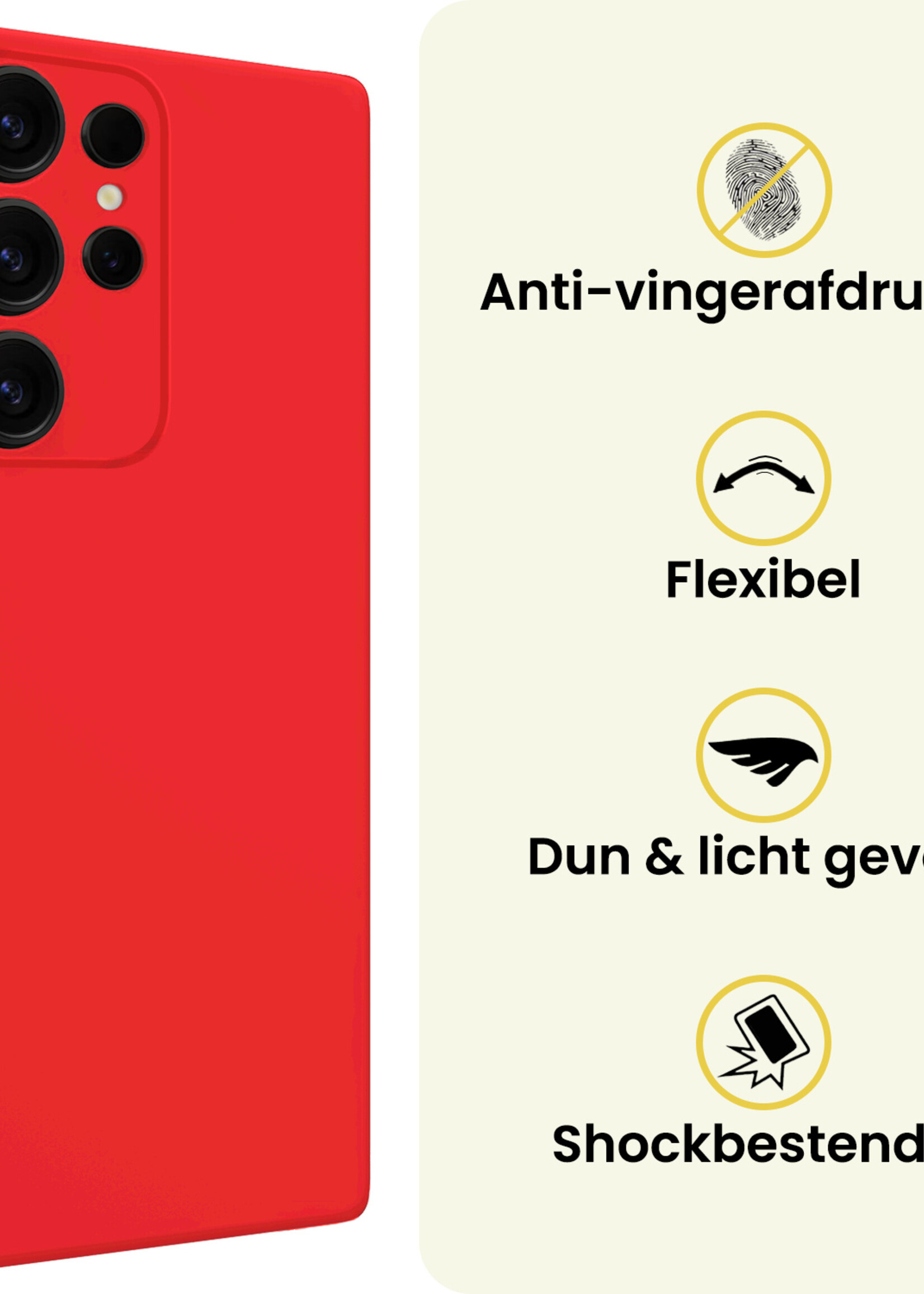 LUQ LUQ Samsung Galaxy S25 Ultra Hoesje Siliconen - Rood - 2 PACK