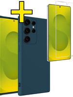 LUQ LUQ Samsung Galaxy S25 Ultra Hoesje Siliconen Met Screenprotector - Donkerblauw