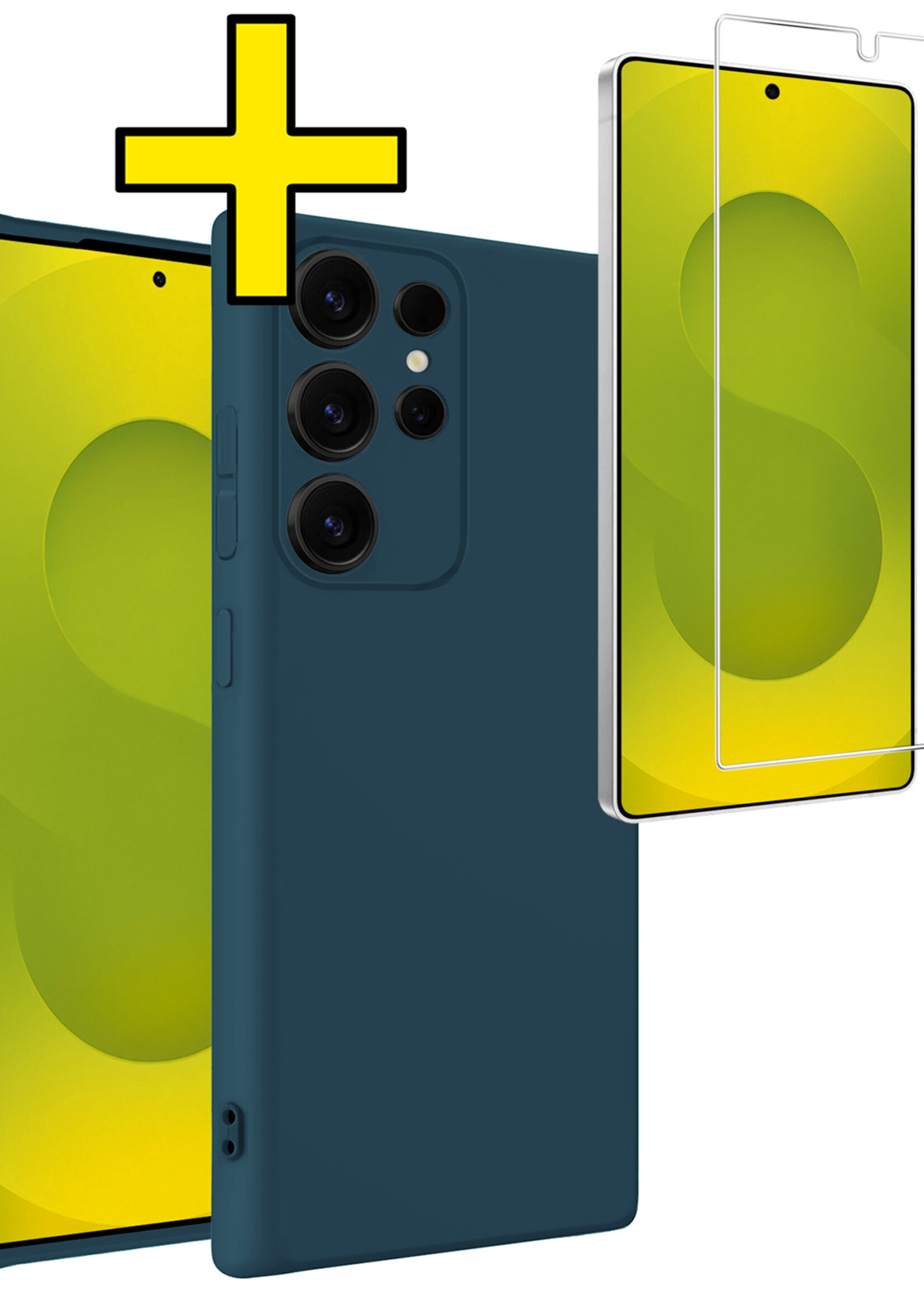 LUQ LUQ Samsung Galaxy S25 Ultra Hoesje Siliconen Met Screenprotector - Donkerblauw