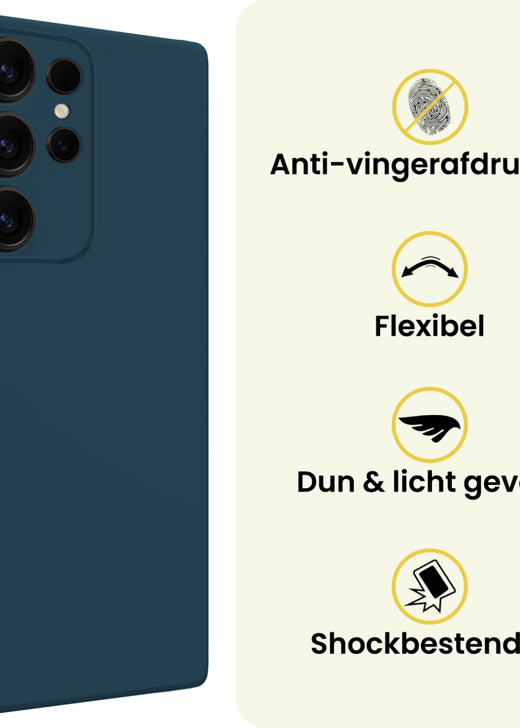 LUQ LUQ Samsung Galaxy S25 Ultra Hoesje Siliconen Met Screenprotector - Donkerblauw