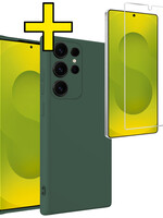 LUQ LUQ Samsung Galaxy S25 Ultra Hoesje Siliconen Met Screenprotector - Donkergroen