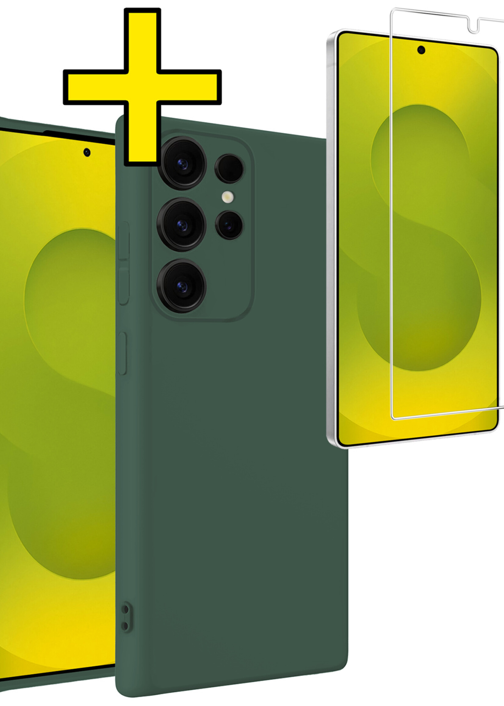 LUQ LUQ Samsung Galaxy S25 Ultra Hoesje Siliconen Met Screenprotector - Donkergroen
