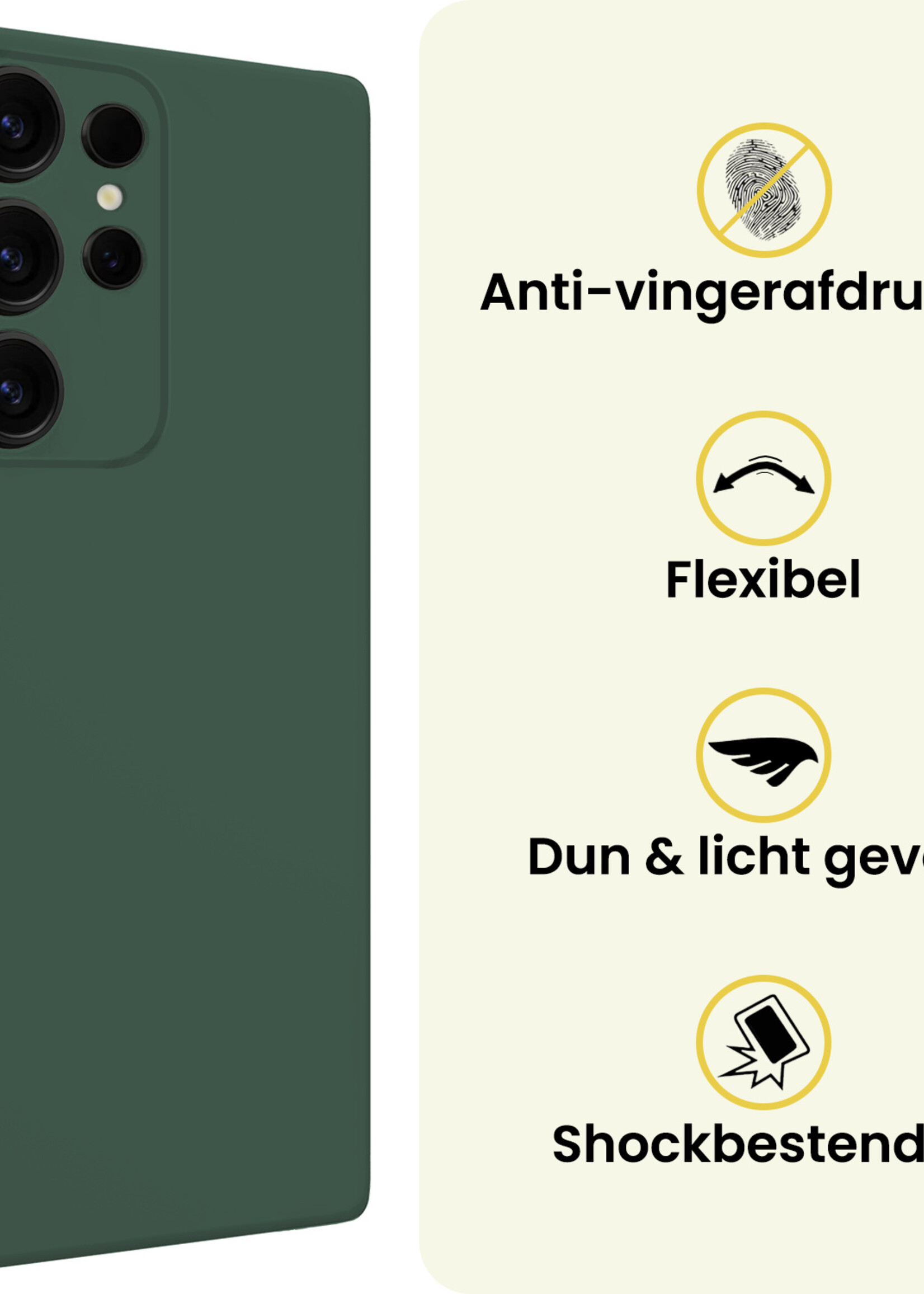 LUQ LUQ Samsung Galaxy S25 Ultra Hoesje Siliconen Met Screenprotector - Donkergroen