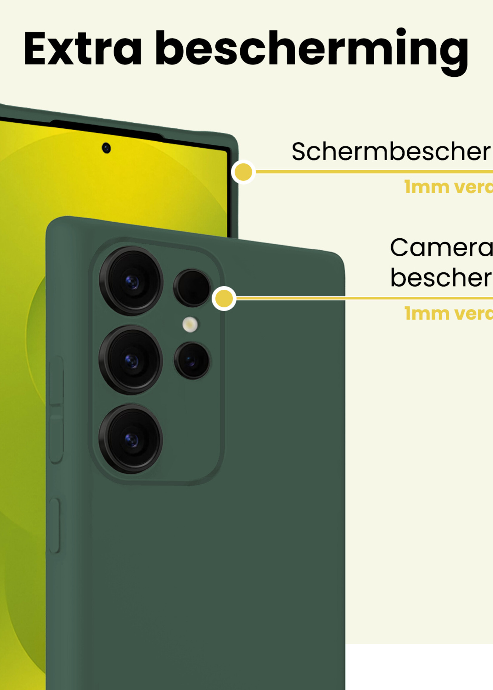 LUQ LUQ Samsung Galaxy S25 Ultra Hoesje Siliconen Met Screenprotector - Donkergroen