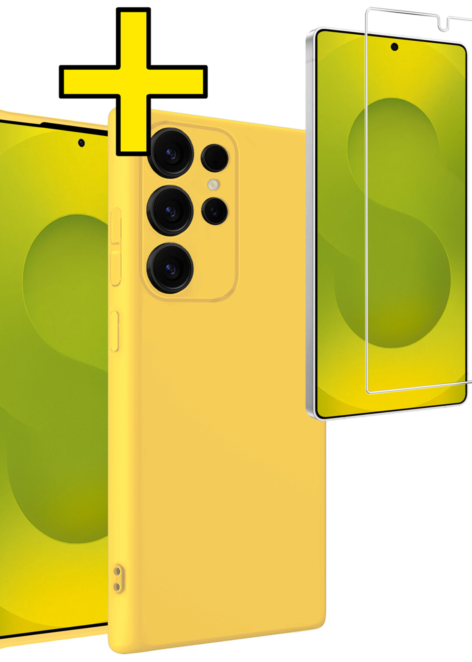 LUQ LUQ Samsung Galaxy S25 Ultra Hoesje Siliconen Met Screenprotector - Geel