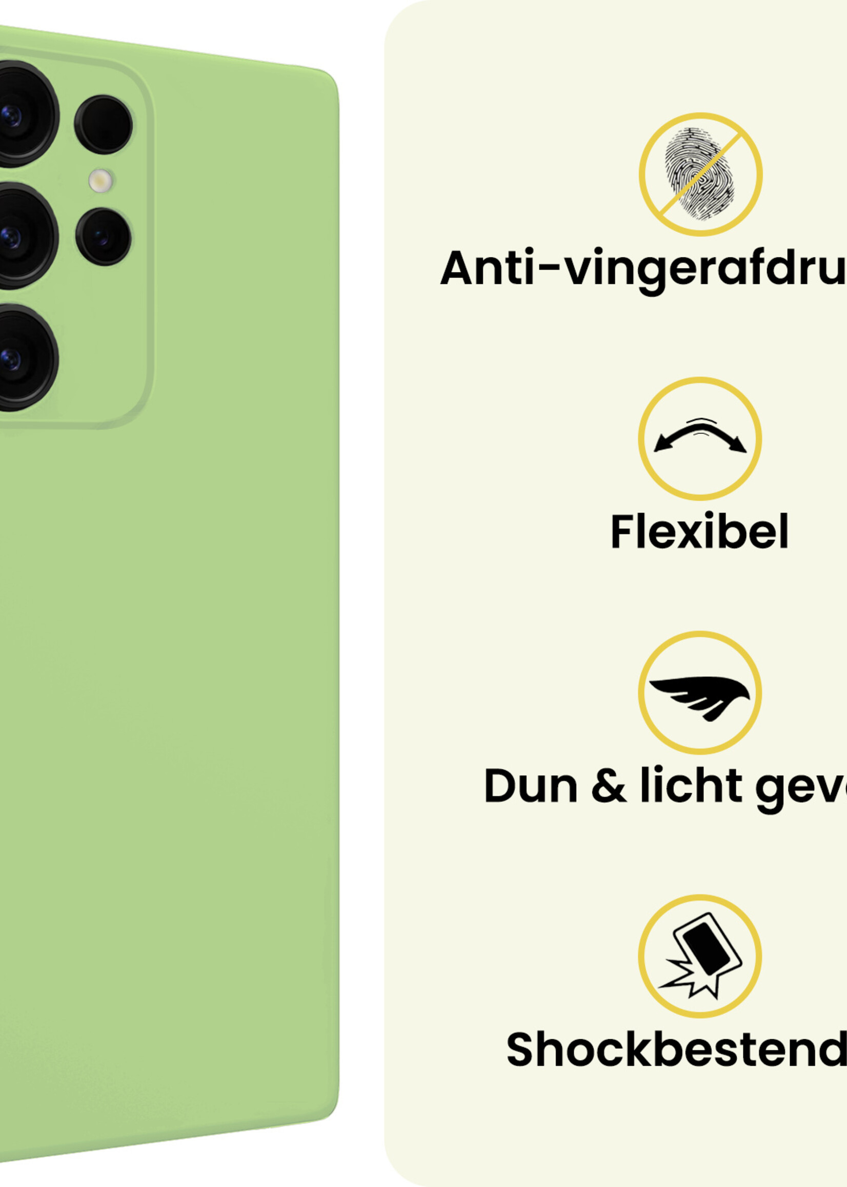 LUQ LUQ Samsung Galaxy S25 Ultra Hoesje Siliconen Met Screenprotector - Groen