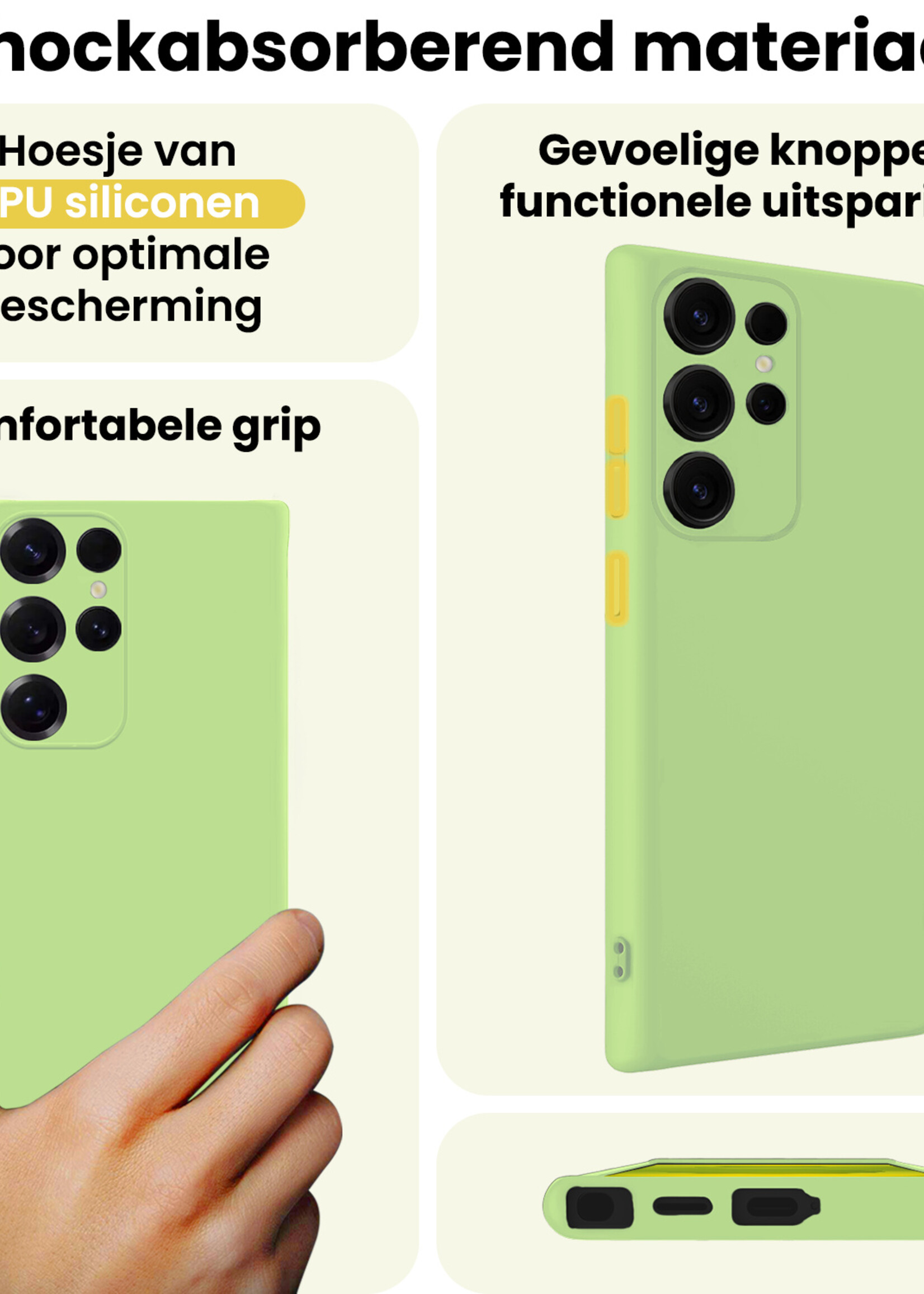 LUQ LUQ Samsung Galaxy S25 Ultra Hoesje Siliconen Met Screenprotector - Groen