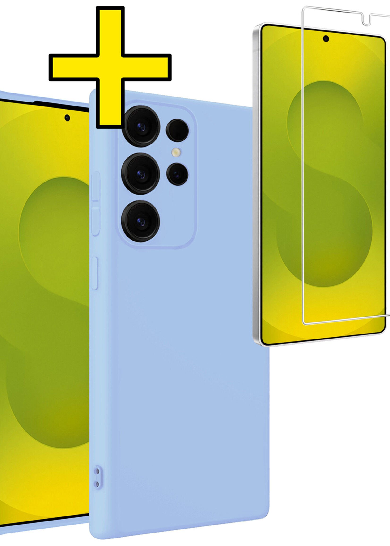 LUQ LUQ Samsung Galaxy S25 Ultra Hoesje Siliconen Met Screenprotector - Lichtblauw