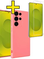 LUQ LUQ Samsung Galaxy S25 Ultra Hoesje Siliconen Met Screenprotector - Lichtroze