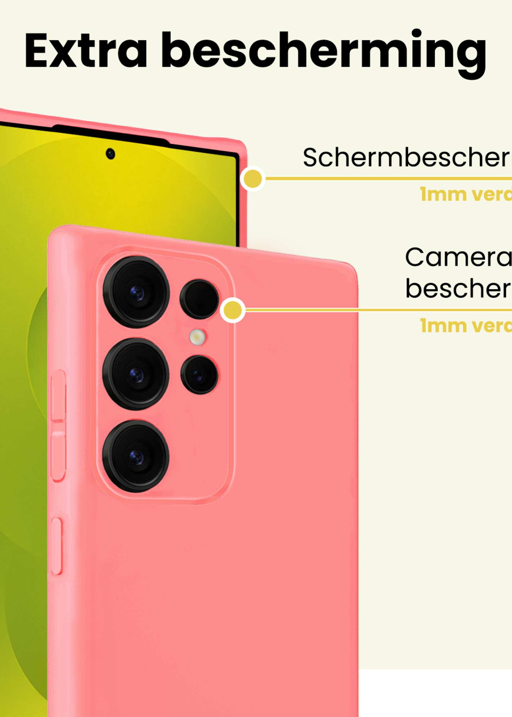 LUQ LUQ Samsung Galaxy S25 Ultra Hoesje Siliconen Met Screenprotector - Lichtroze