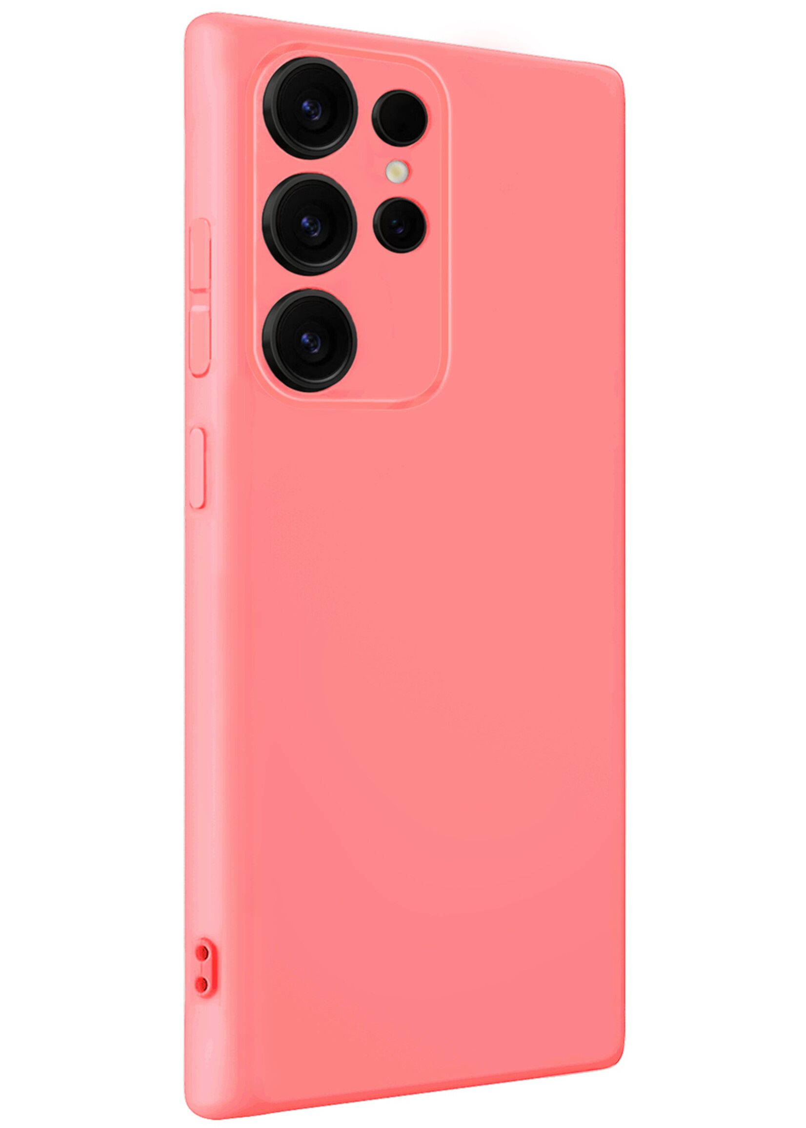 LUQ LUQ Samsung Galaxy S25 Ultra Hoesje Siliconen Met Screenprotector - Lichtroze