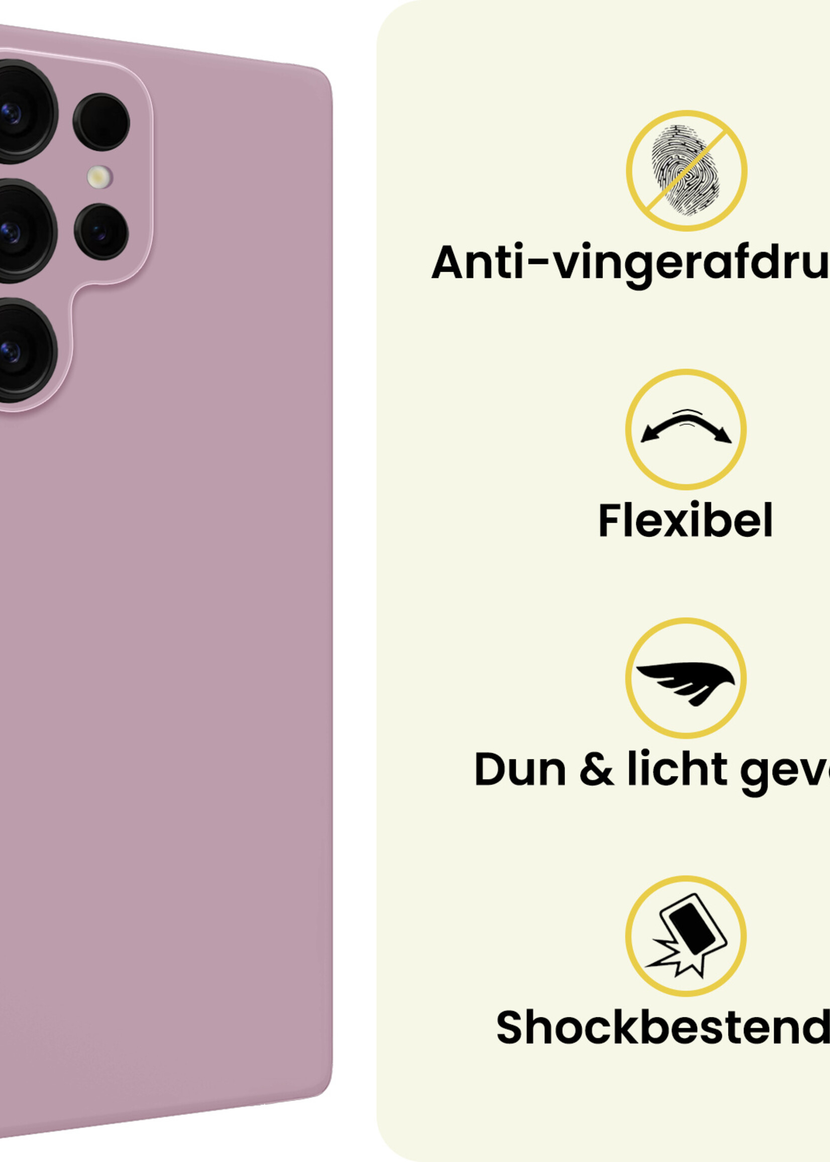 LUQ LUQ Samsung Galaxy S25 Ultra Hoesje Siliconen Met Screenprotector - Lila