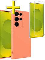 LUQ LUQ Samsung Galaxy S25 Ultra Hoesje Siliconen Met Screenprotector - Perzik