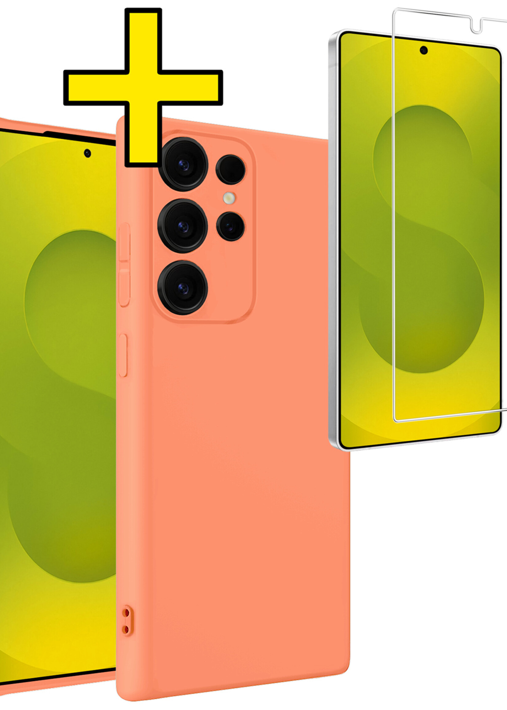 LUQ LUQ Samsung Galaxy S25 Ultra Hoesje Siliconen Met Screenprotector - Perzik