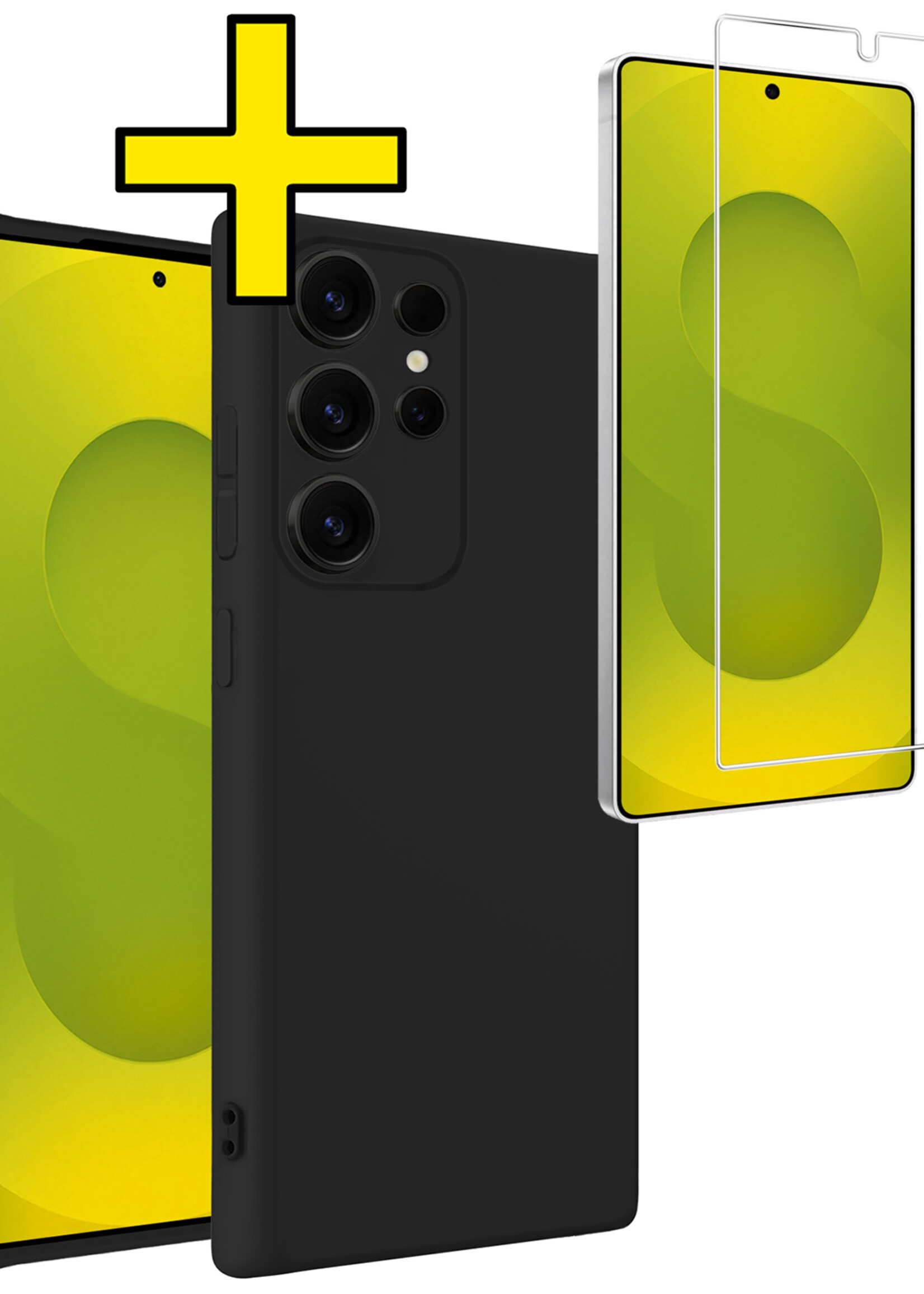 LUQ LUQ Samsung Galaxy S25 Ultra Hoesje Siliconen Met Screenprotector - Zwart