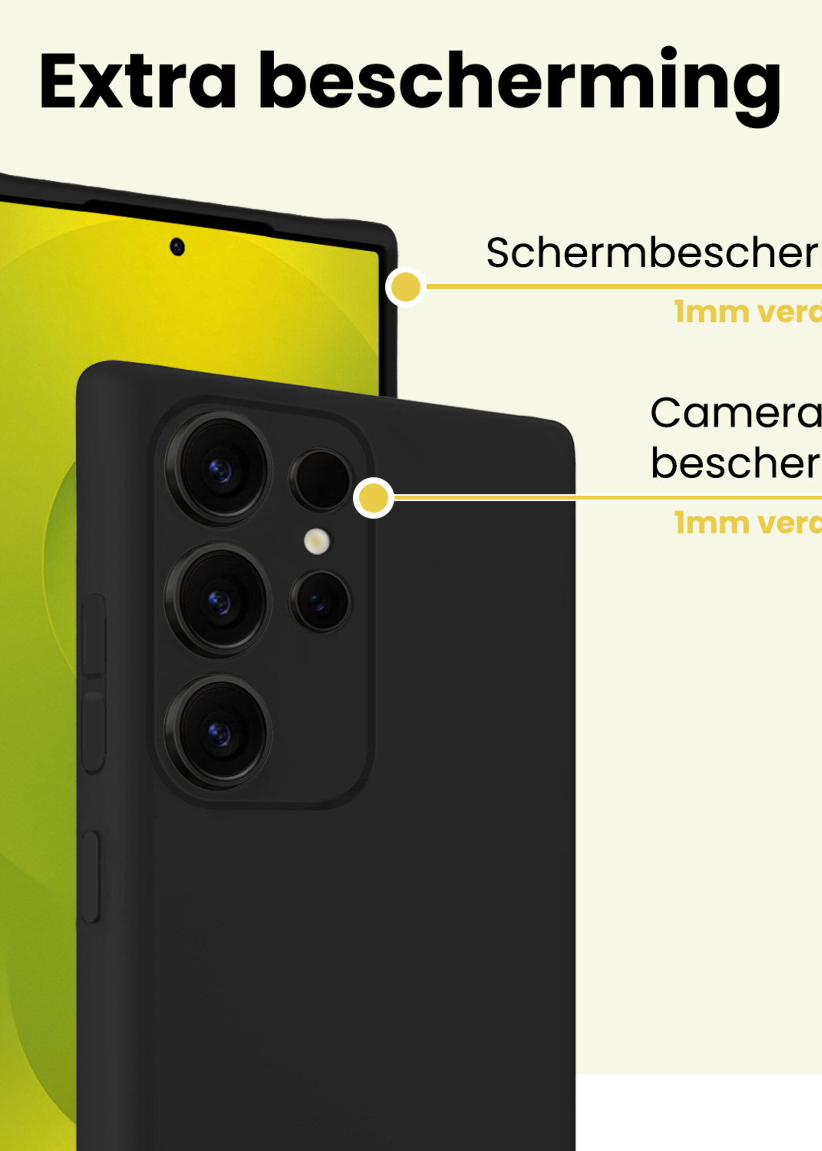 LUQ LUQ Samsung Galaxy S25 Ultra Hoesje Siliconen Met Screenprotector - Zwart