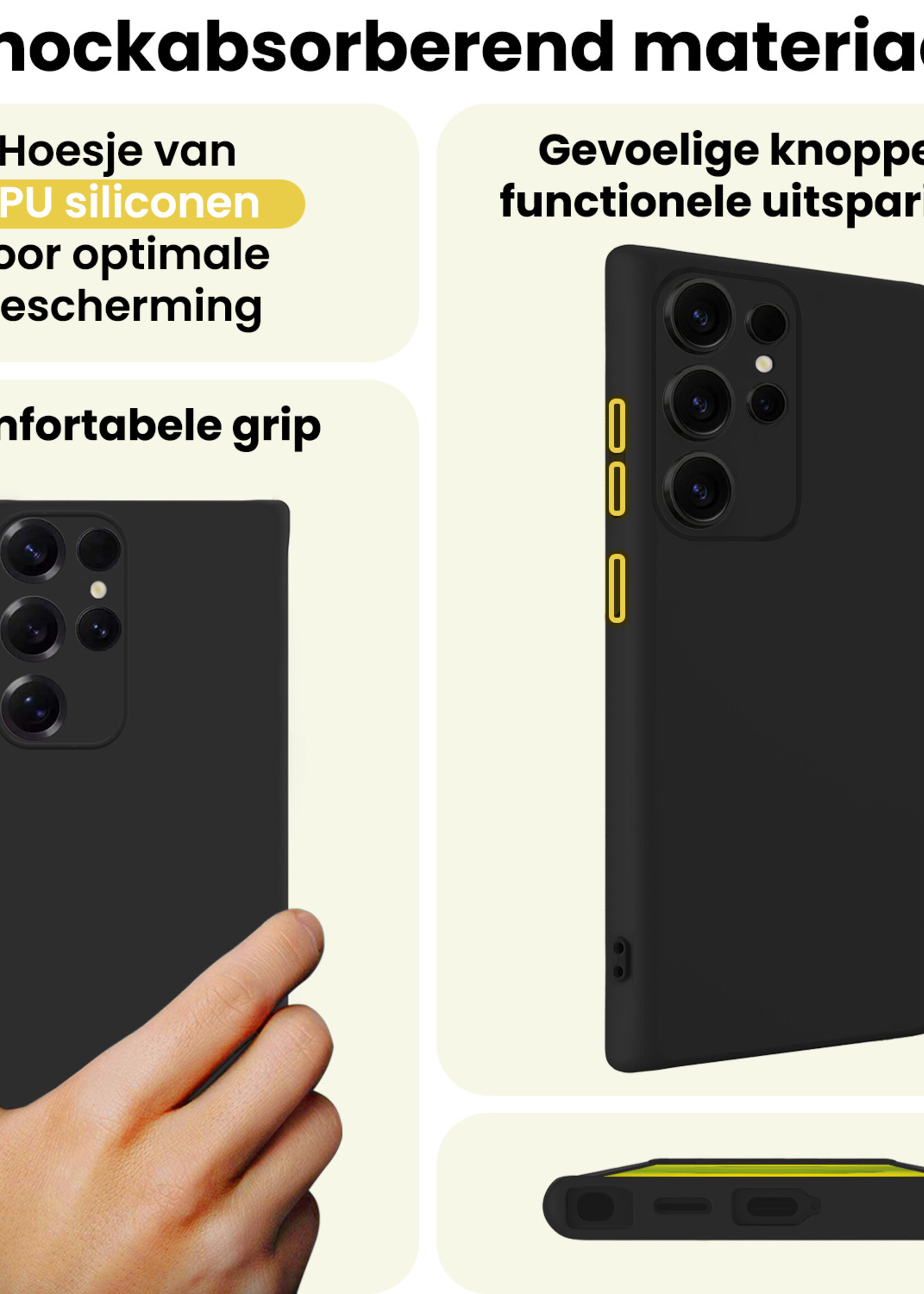 LUQ LUQ Samsung Galaxy S25 Ultra Hoesje Siliconen Met Screenprotector - Zwart