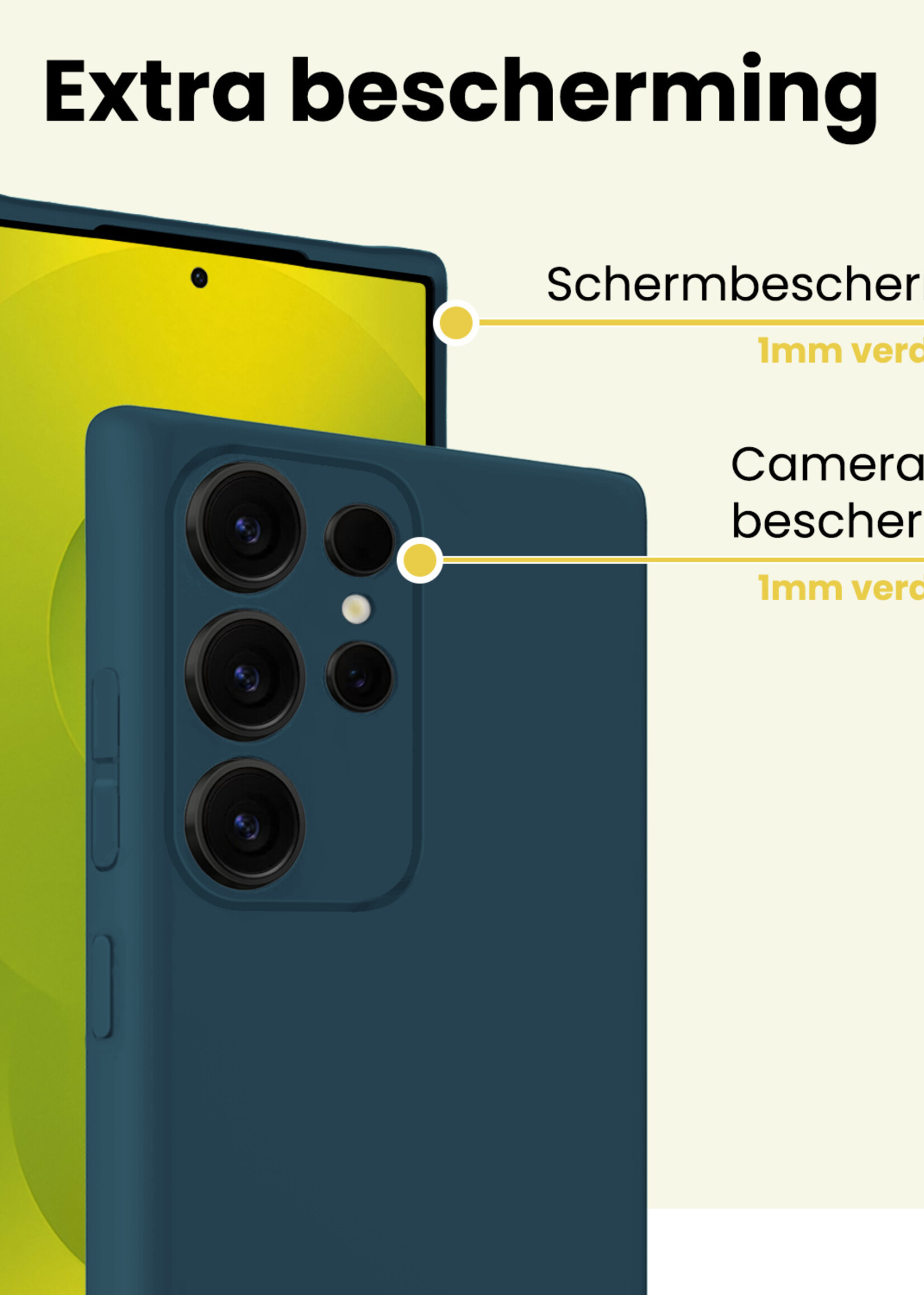 LUQ LUQ Samsung Galaxy S25 Ultra Hoesje Siliconen Met 2x Screenprotector - Donkerblauw