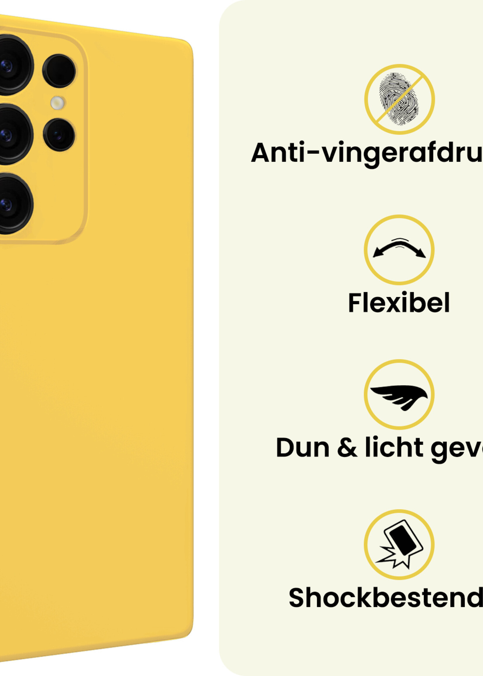 LUQ LUQ Samsung Galaxy S25 Ultra Hoesje Siliconen Met 2x Screenprotector - Geel