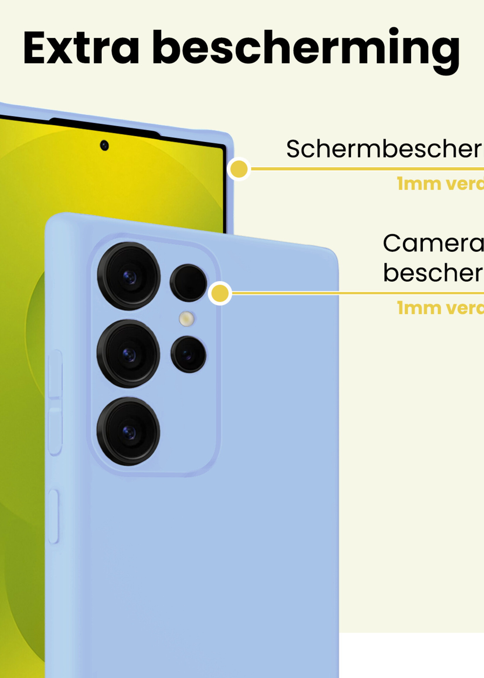 LUQ LUQ Samsung Galaxy S25 Ultra Hoesje Siliconen Met 2x Screenprotector - Lichtblauw