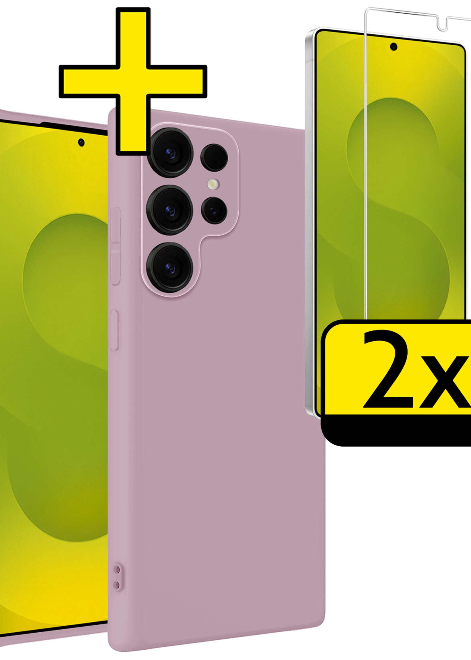 LUQ LUQ Samsung Galaxy S25 Ultra Hoesje Siliconen Met 2x Screenprotector - Lila